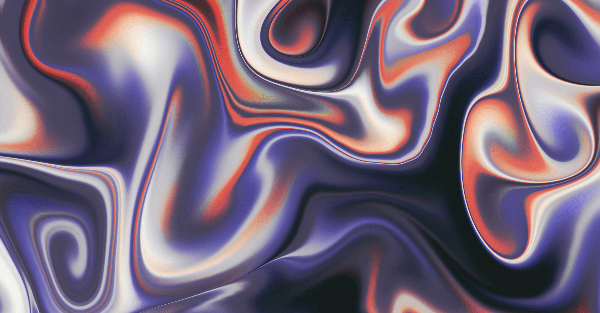Colorful swirls blend seamlessly, creating fluid, undulating patterns in a mesmerizing mix of purple, orange, white, and blue hues. The abstract design evokes a sense of movement and depth.