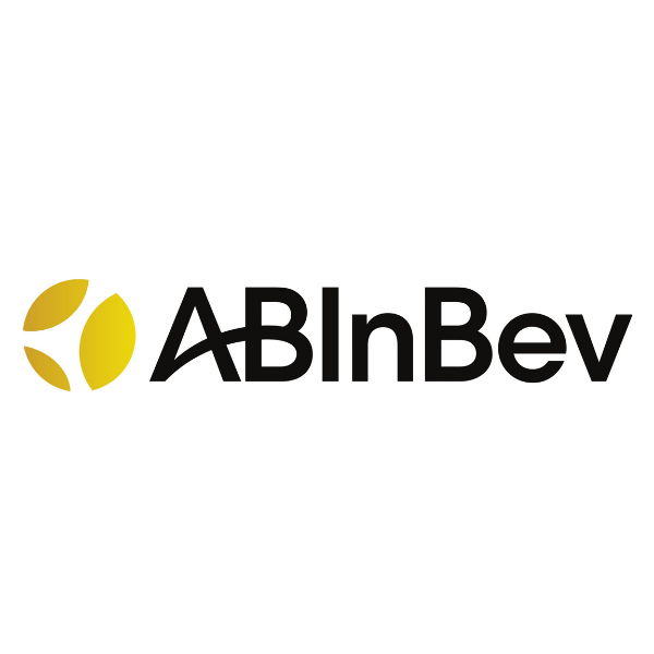 ABInBev logo featuring a yellow circular emblem on the left and the black wordmark.