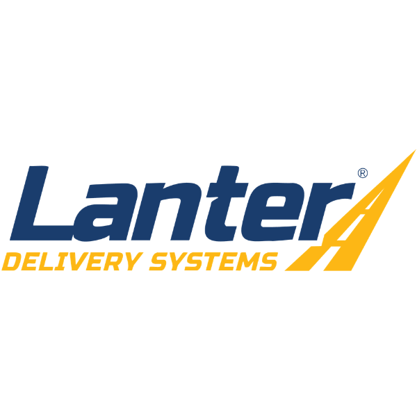 LanterA Delivery Systems logo featuring blue lettering, a yellow stylized A arrow, and orange 'Delivery Systems' tagline.
