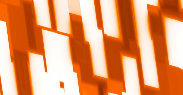 Abstract pattern of orange and white diagonal rectangular blocks.