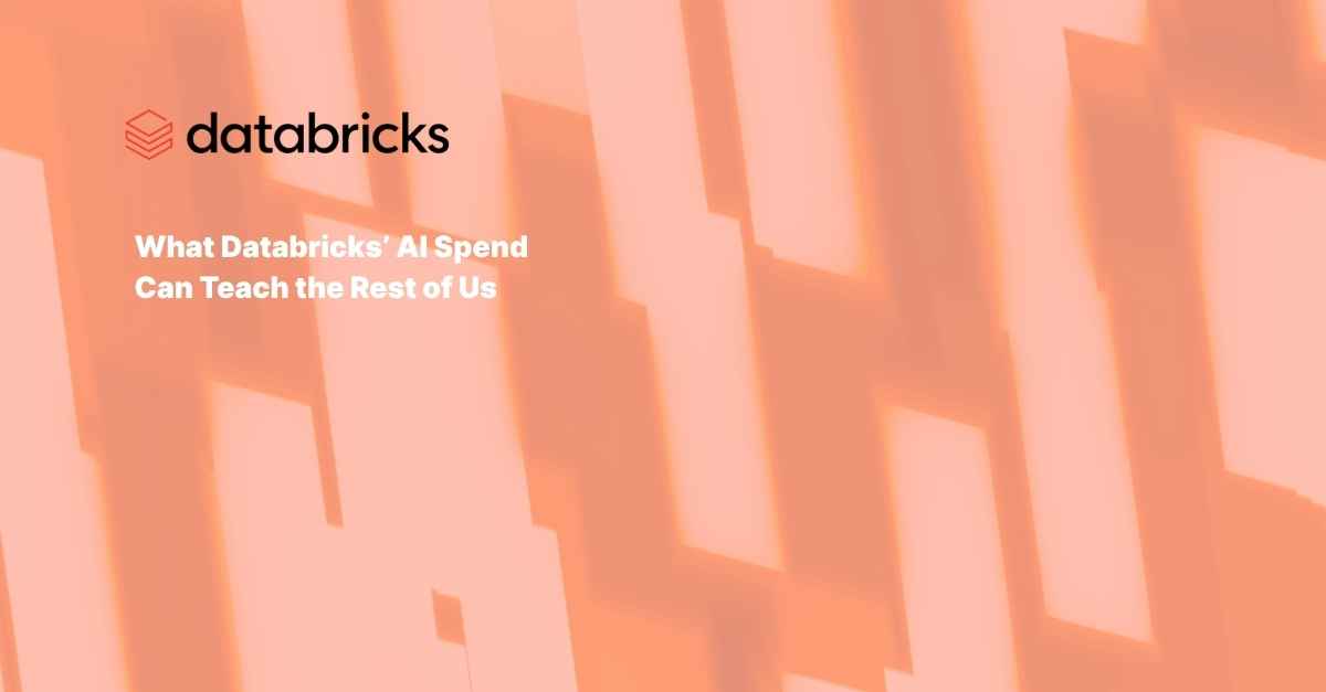 Databricks logo on an orange abstract geometric background.