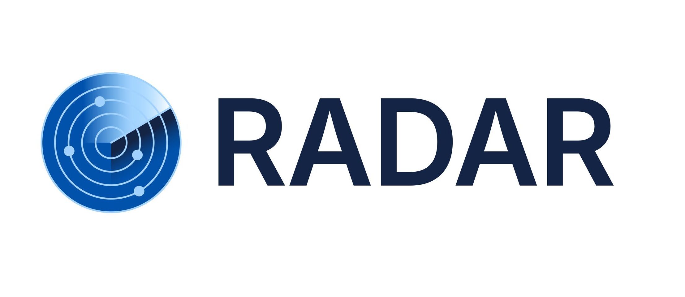 Logo featuring a blue circular radar target icon to the left of the word RADAR.