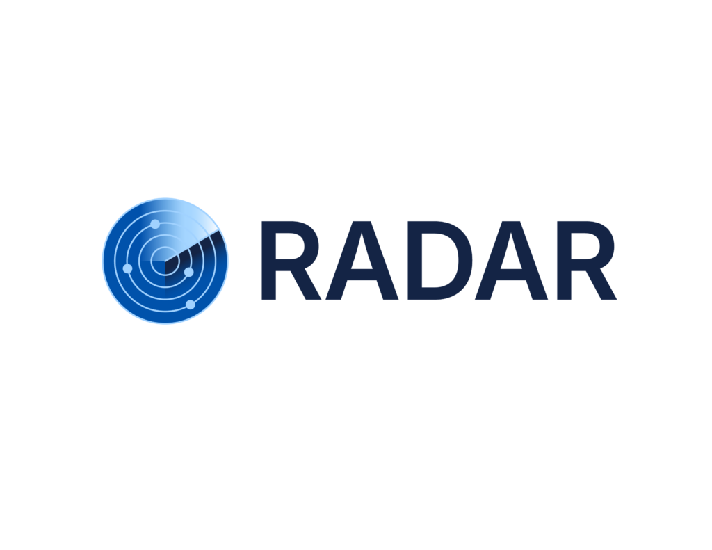 Blue circular radar icon beside the word RADAR.